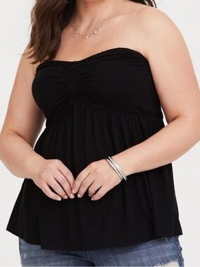NWT Torrid Super Soft Black Crochet Lace Babydoll Tube Top - Size 3